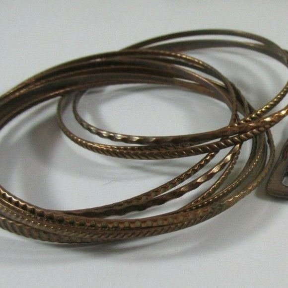 Vintage engraved stamped bronze 10 Intertwined Bracelet - Picture 3 of 6